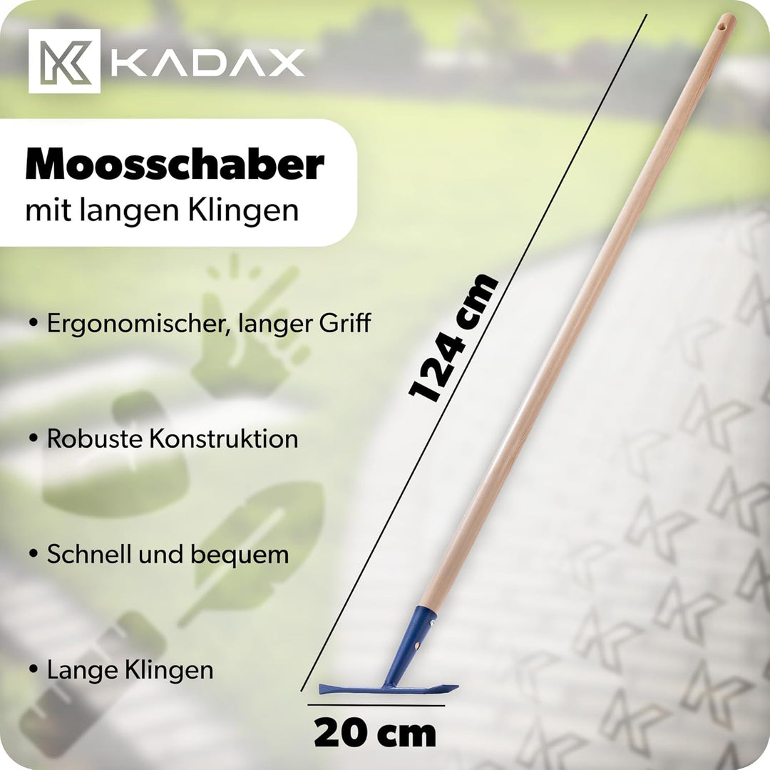 KADAX Moosschaber mit langen Klingen, Fugenkratzer mit langem Stiel aus Holz, Fugenreiniger zum Entf