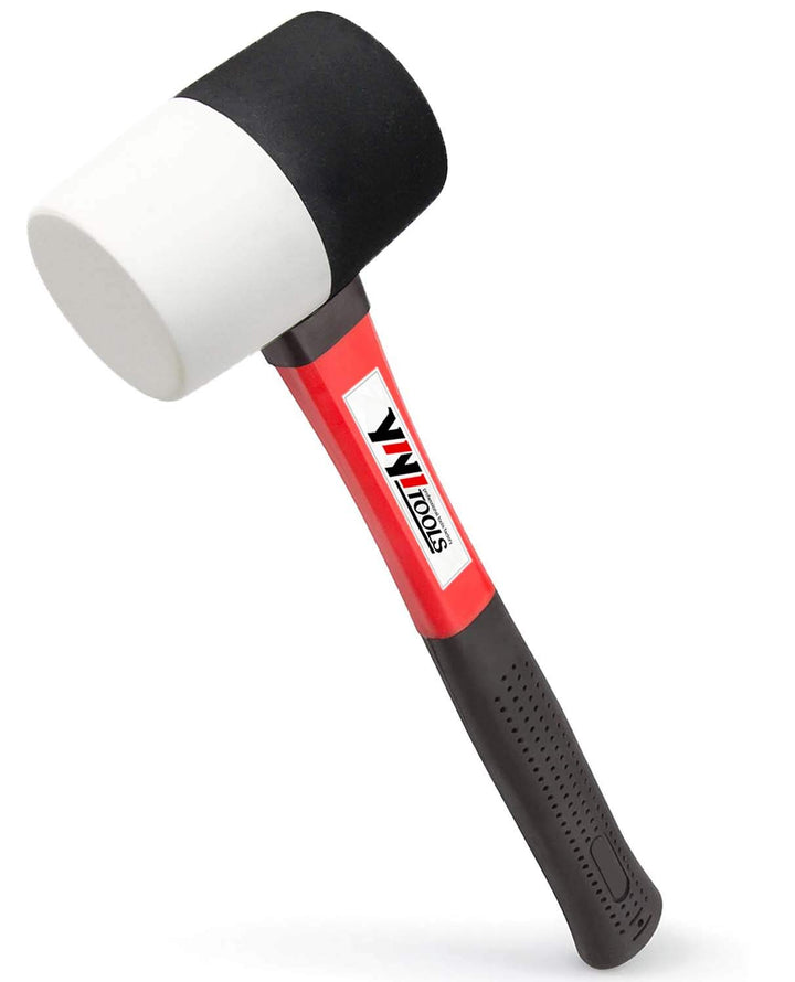 YIYITOOLS Gummihammer mit Fiberglas-Griff, 450 ml, Schwarz und Weiss (YY-2-006) Schwarz / Weiss, Sch