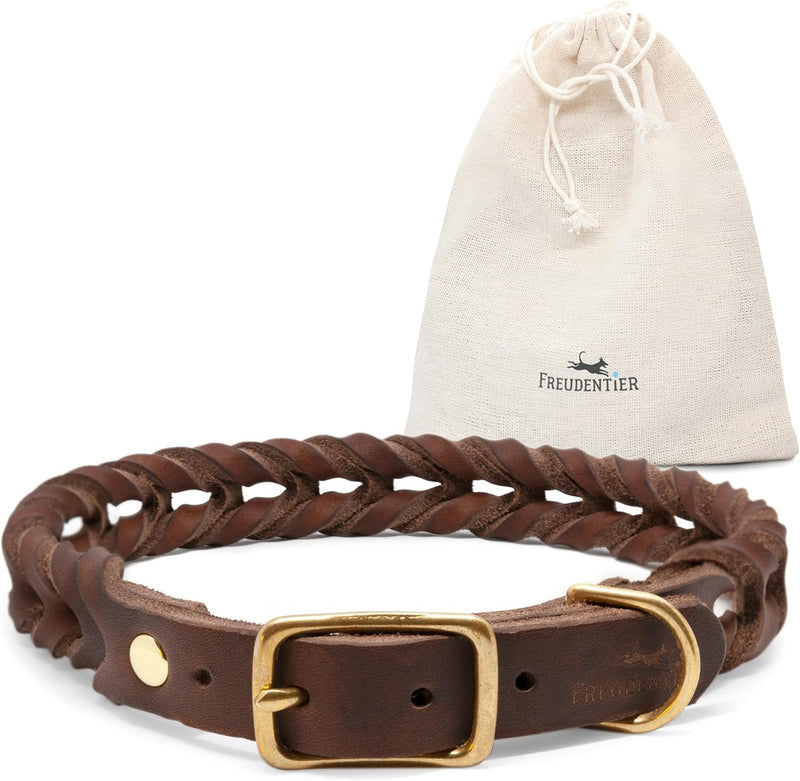 FREUDENTIER Hundehalsband geflochten aus Leder - Handmade in Holland - AlsterTwist Kollektion aus 10