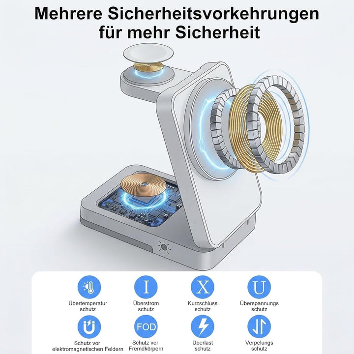 Für Apple 3-in-1 Drahtlose Ladestation, Tragbares Induktionsladegerät für iPhone 16/15/14/13/12 Seri