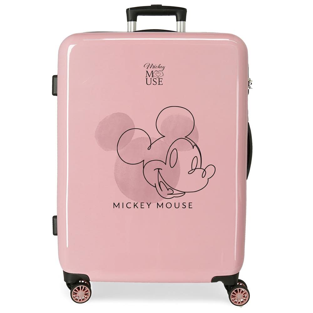 Disney Mickey Outline Koffer, mittelgross, Rosa, 48 x 68 x 26 cm, starr, ABS-Verschluss, integriert,
