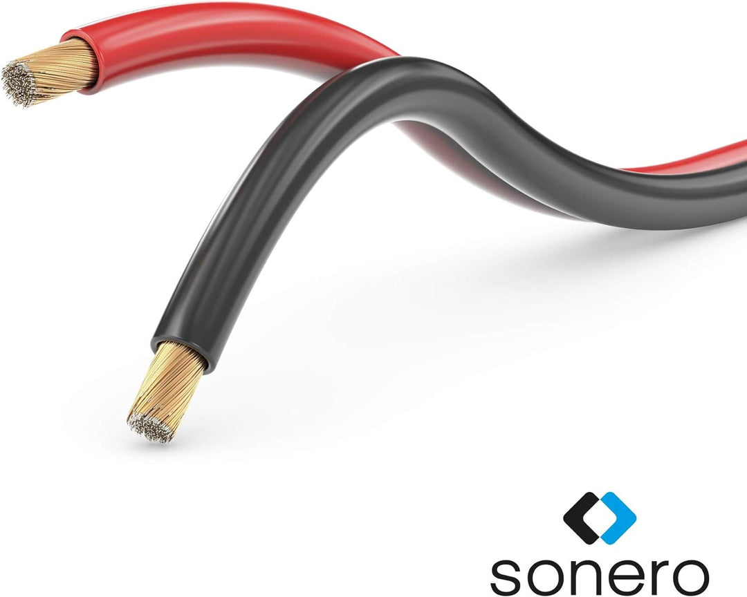 Sonero® 100 Meter 2x2,50mm² CCA Lautsprecherkabel/Boxenkabel, Farbe: rot/schwarz 2x2,50mm² 100m rot/