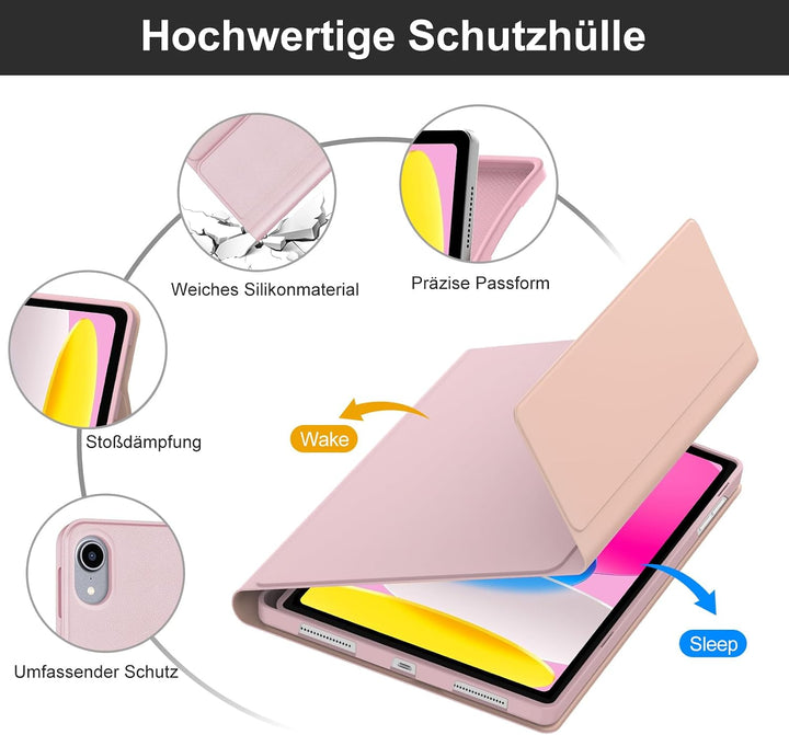 Hülle Tastatur für iPad (A16) 11/10 Generation (2025/2022) 11/10.9 Zoll | Mit Trackpad Magnetisch Ab