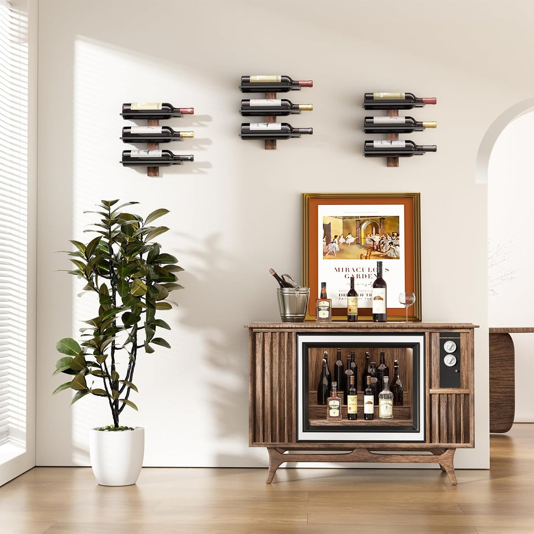 B4Life Weinregal Wandmontage für 6 Weinflaschen, Holz Weinregale für Wand, Weinhalter Weinflaschenre