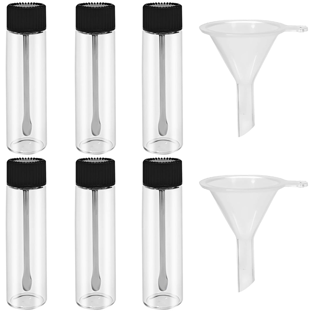 6 Stück Gewürzbehälter aus Glas, Mini-Reisegewürzgläser mit 2 Trichtern – tragbare, auslaufsichere V