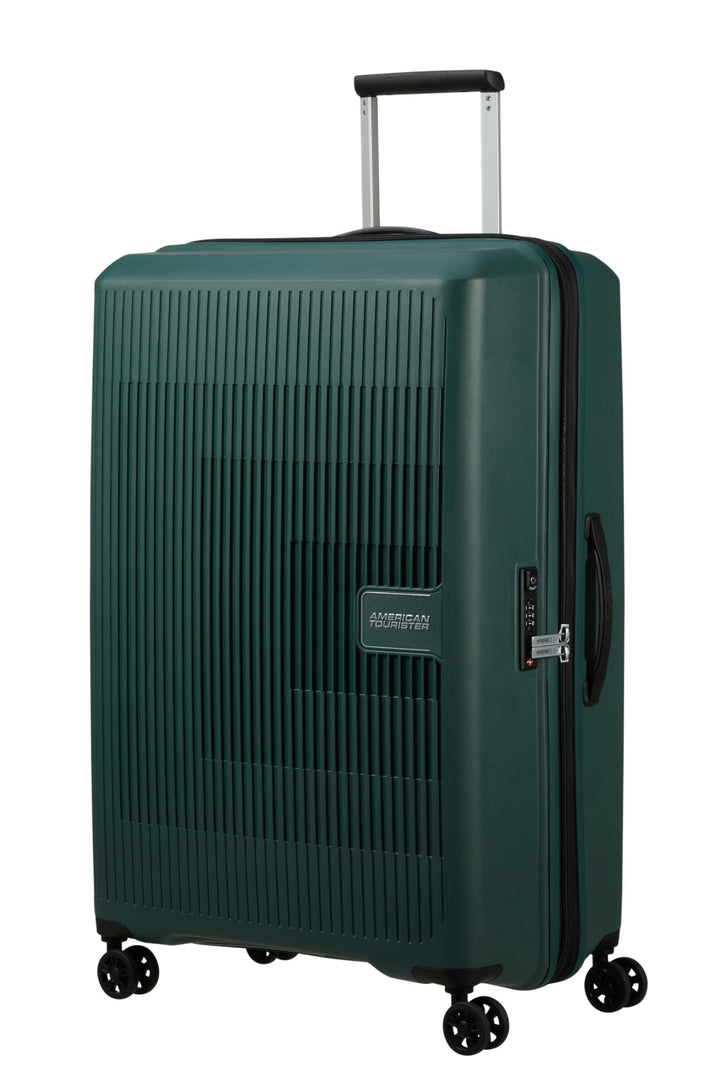 American Tourister Aerostep - Spinner L, Erweiterbarer Koffer, 77 cm, 101.5/109 L, Grün (Dark Forest