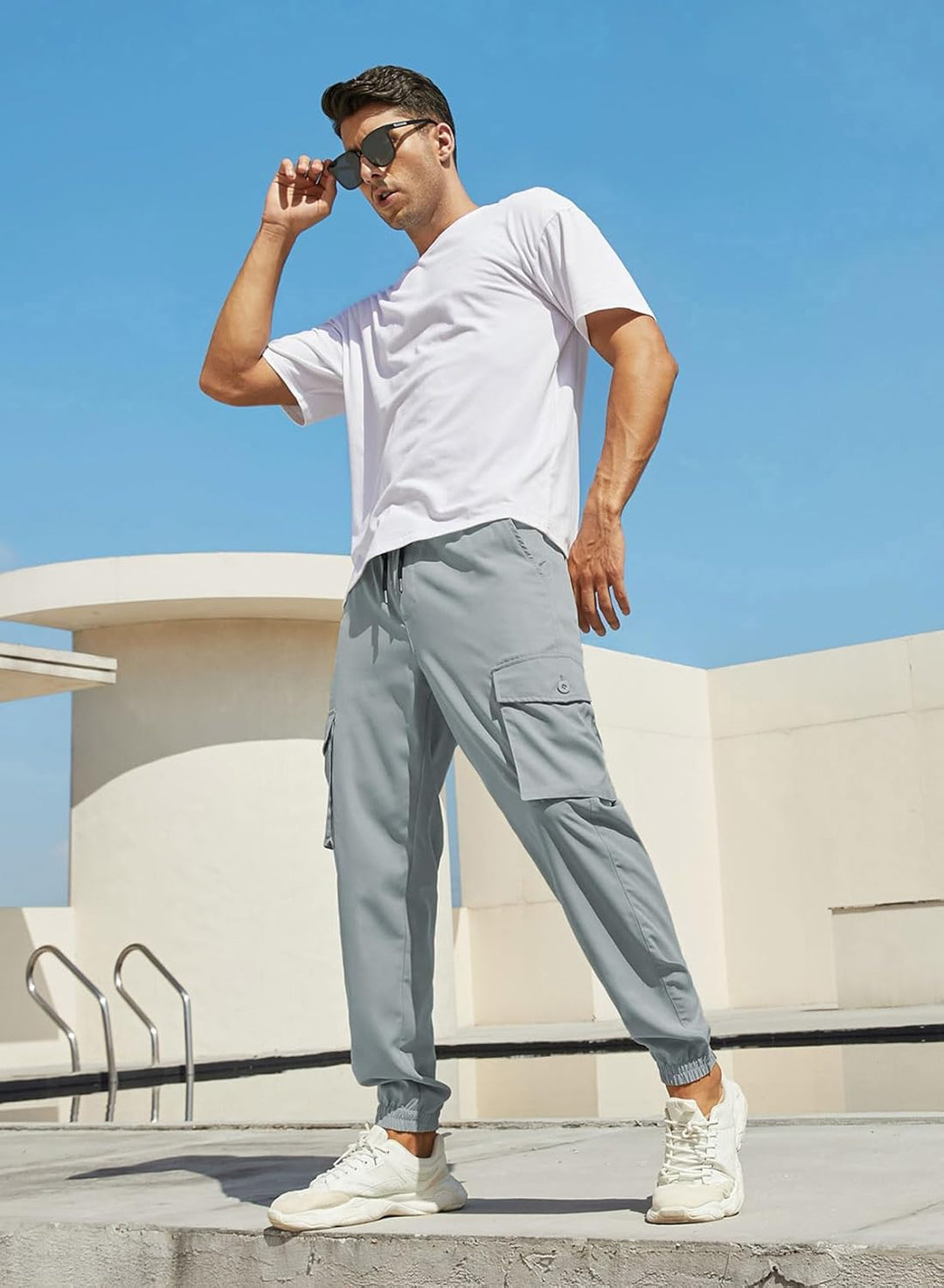 Cargohose Herren Lang Casual Jogginghose Stretch Arbeitshosen Regular Fit Cargo Hosen Elastische Her
