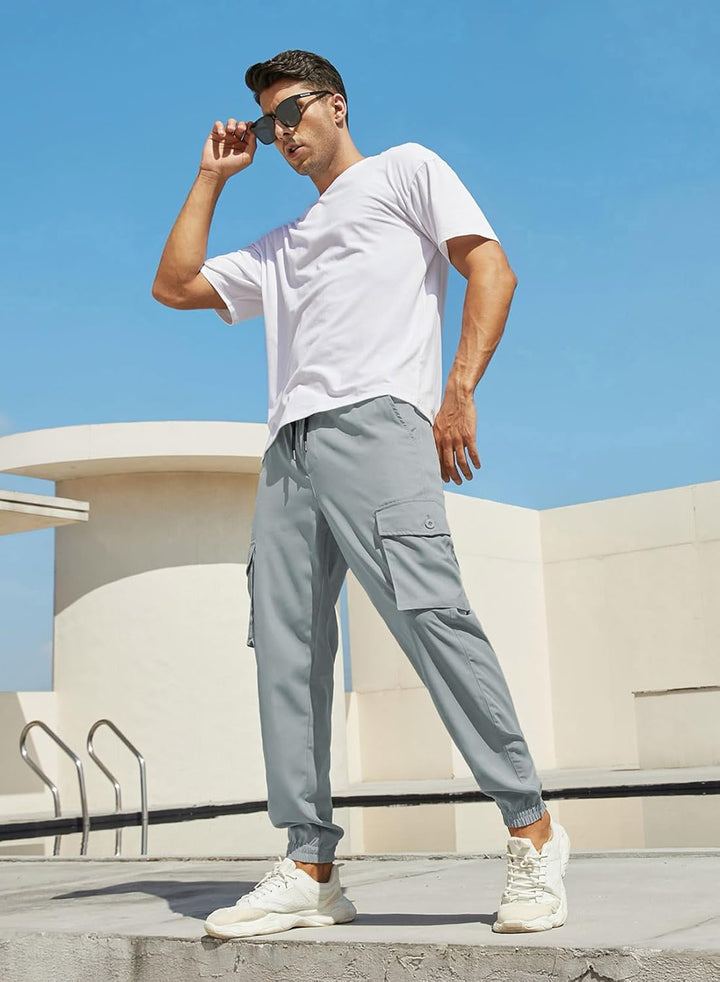 Cargohose Herren Lang Casual Jogginghose Stretch Arbeitshosen Regular Fit Cargo Hosen Elastische Her
