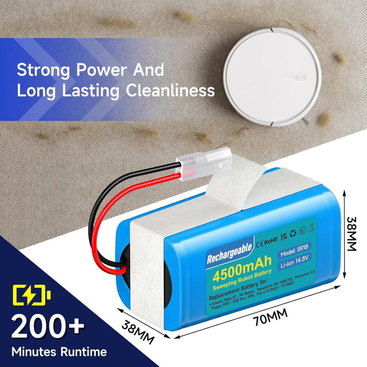 4500mAh 14.8V Akku kompatibel mit Xiaomi Mijia G1 MJSTG1, Mop Essential G1, Rowenta RS-RT900866, Row