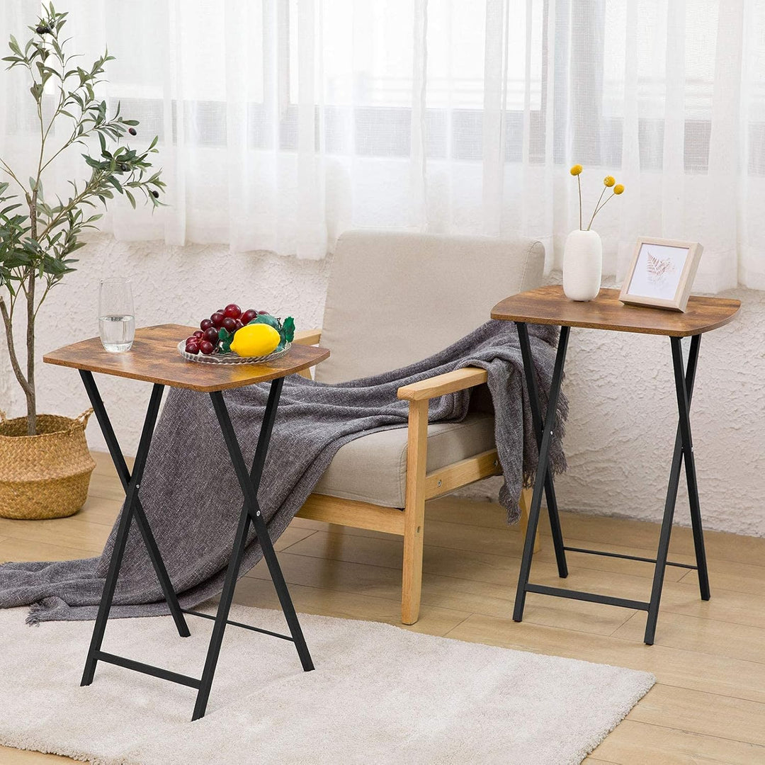 HOOBRO Beistelltisch Klappbar, Kleiner Sofatisch, Tablett Tisch, Kaffeetisch TV Tray im Industriesti