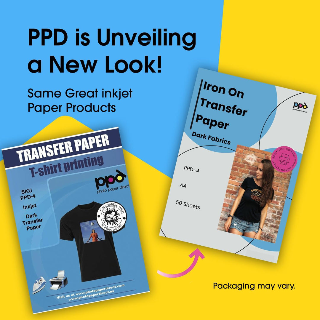 PPD 50xA4 Inkjet Premium Transferpapier für dunkles Textil, Bügeleisen und Transferpresse PPD-4-50