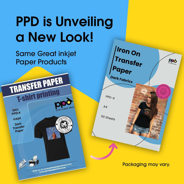 PPD 50xA4 Inkjet Premium Transferpapier für dunkles Textil, Bügeleisen und Transferpresse PPD-4-50