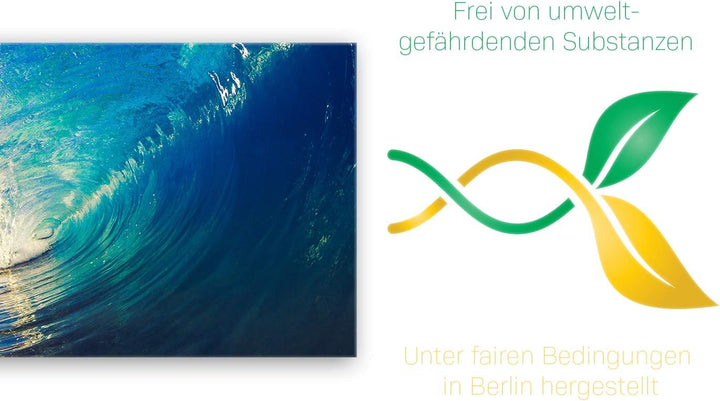 ge Bildet Bild auf Leinwand | the Wave - Welle Surfen Wasser Sonnenuntergang blau gelb orange S in 1