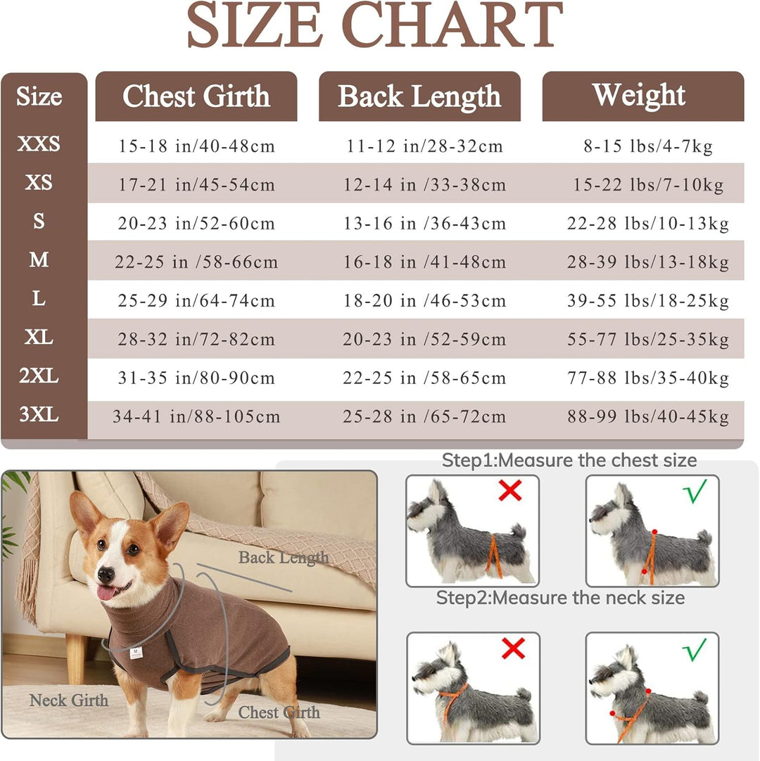 Hundepullover, Fleece Hundemantel, Warmer und Leichter Pulli für Kleine Mittelgrosse Grosse Hunde, W