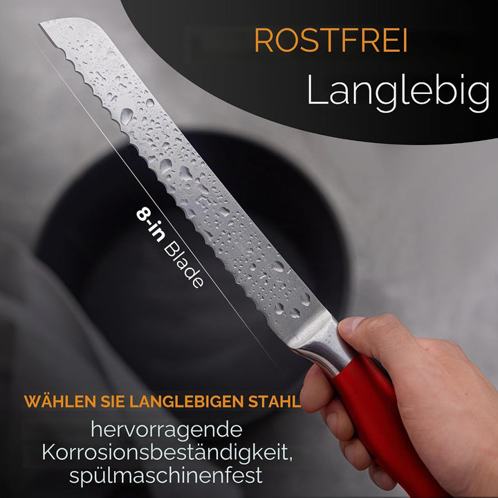 Orblue Brotmesser mit Wellenschliff, Ultrascharfes Edelstahl Küchenmesser, Professionelle Qualität,