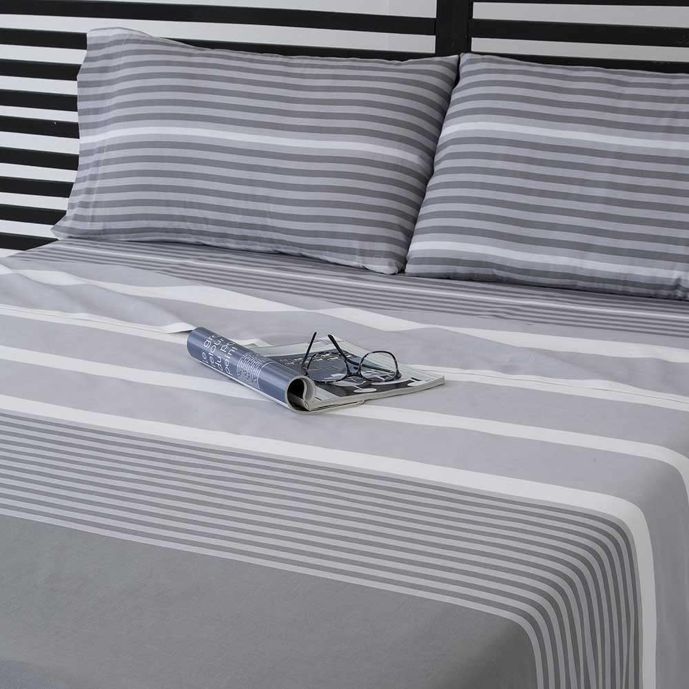 Bettwäsche-Set GAUNA Grau 150 x 190/200. 50% Baumwolle - 50% Polyester