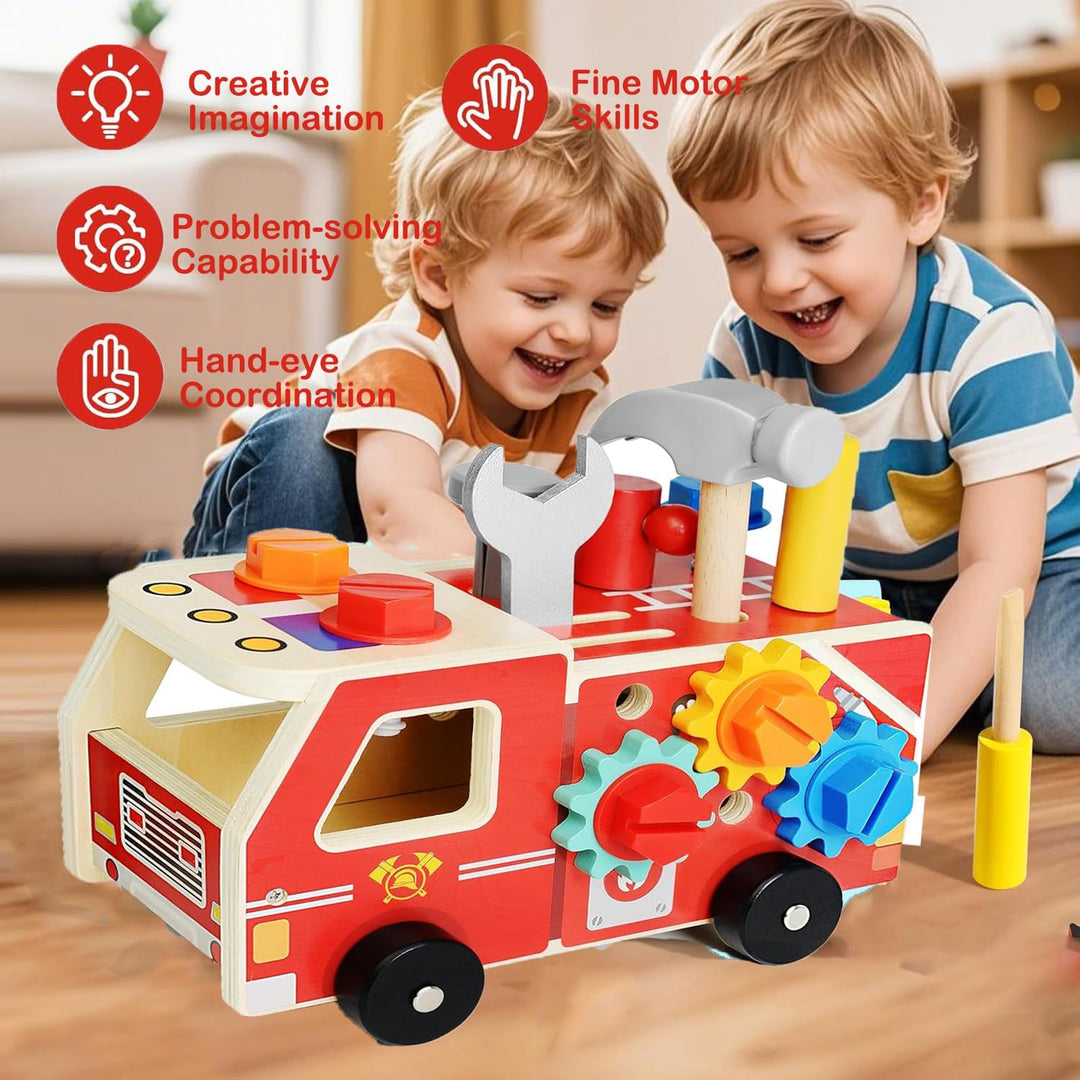 Werkzeugkoffer Kinder, Montessori Werkzeug Holzspielzeug Spielzeug ab 2 3 4 Jahre, Kinderwerkzeug We