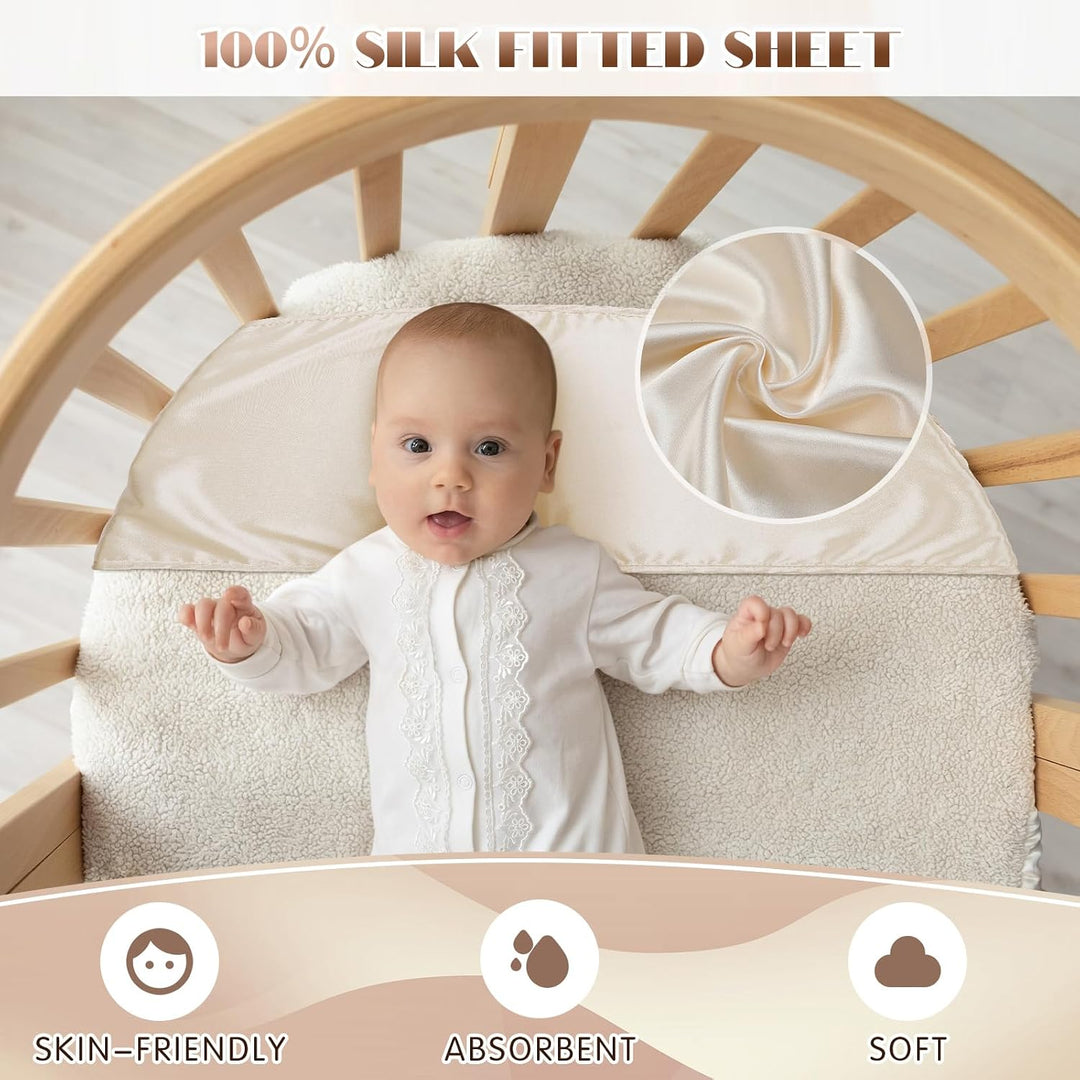 Hosuly Satin-Bettwäsche für Babykörbchen, 2 Stück, weiche Seide für Babykörbchen, rechteckige Matrat