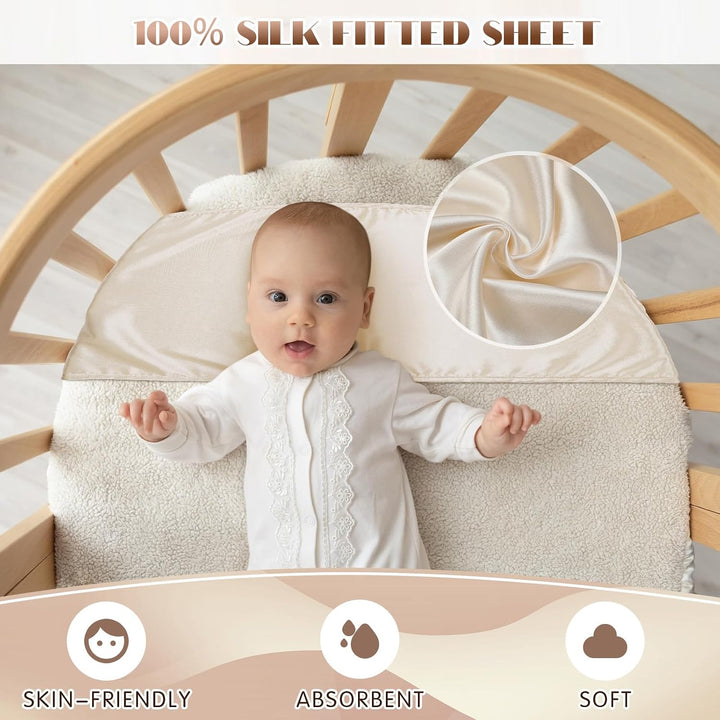 Hosuly Satin-Bettwäsche für Babykörbchen, 2 Stück, weiche Seide für Babykörbchen, rechteckige Matrat