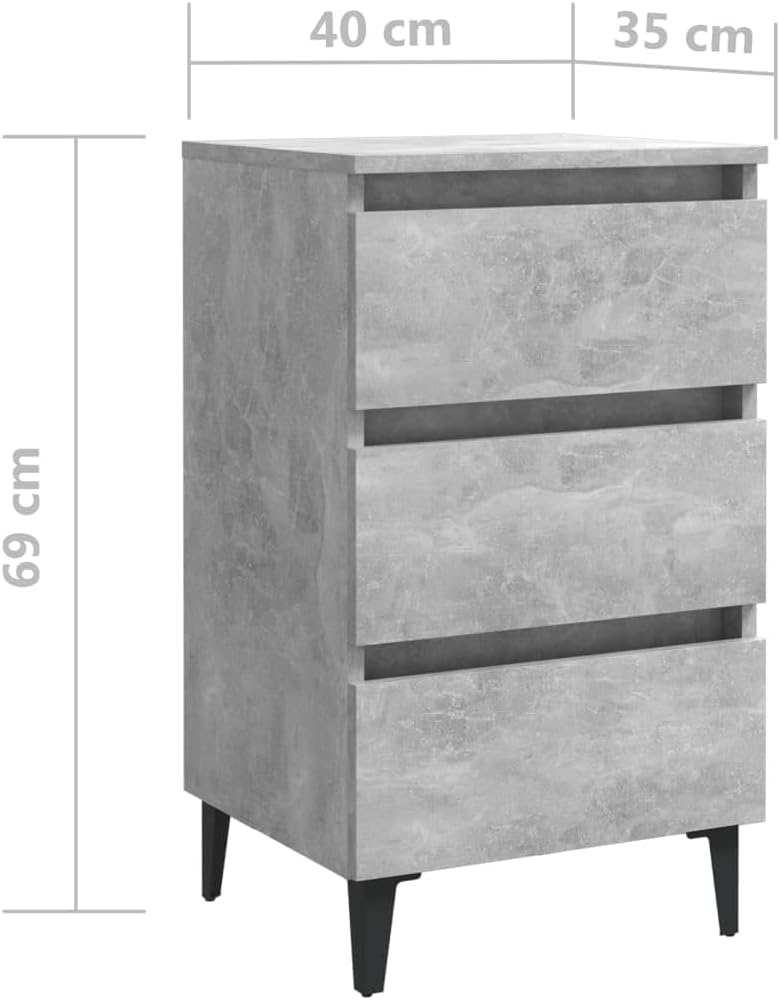 FIRBNUS Bedside Table Nachtkonsole Beistelltisch mit Stauraum Night Stand Nachttische mit Metallbein