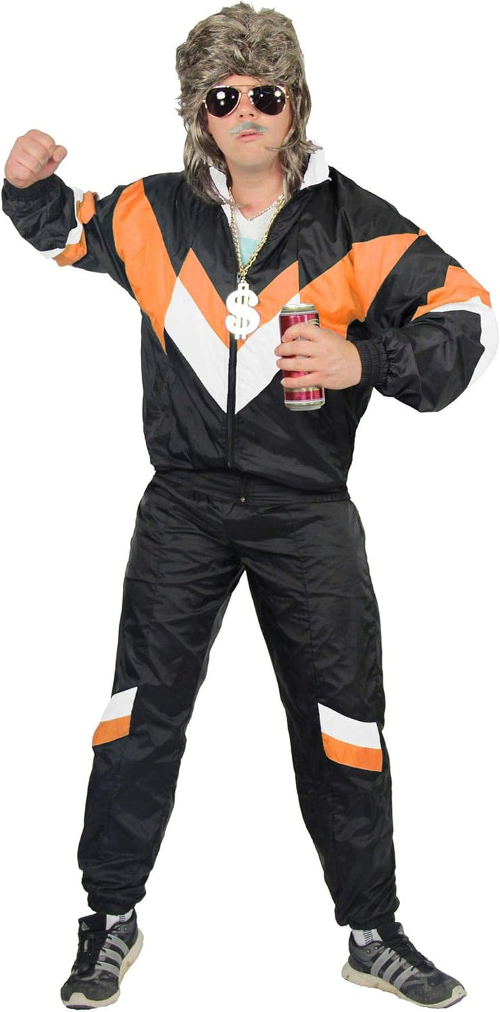 Foxxeo Premium 80er Jahre Kostüm für Herren Damen Trainingsanzug Assianzug Assi Gr. S – XXXXL L Schw