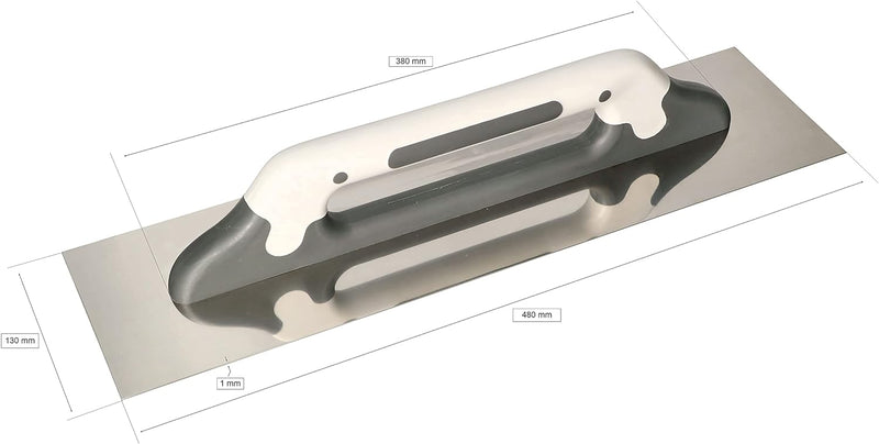 KOTARBAU® Edelstahl Reibbrett 480x130 mm Glättkelle für Kleber Spachtelmasse Putz Zahnkelle, Glättke