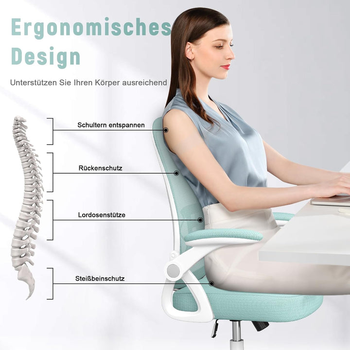 naspaluro Bürostuhl mit Verstellbaren Armlehnen, Ergonomischer Schreibtischstuhl mit Netzbespannung,