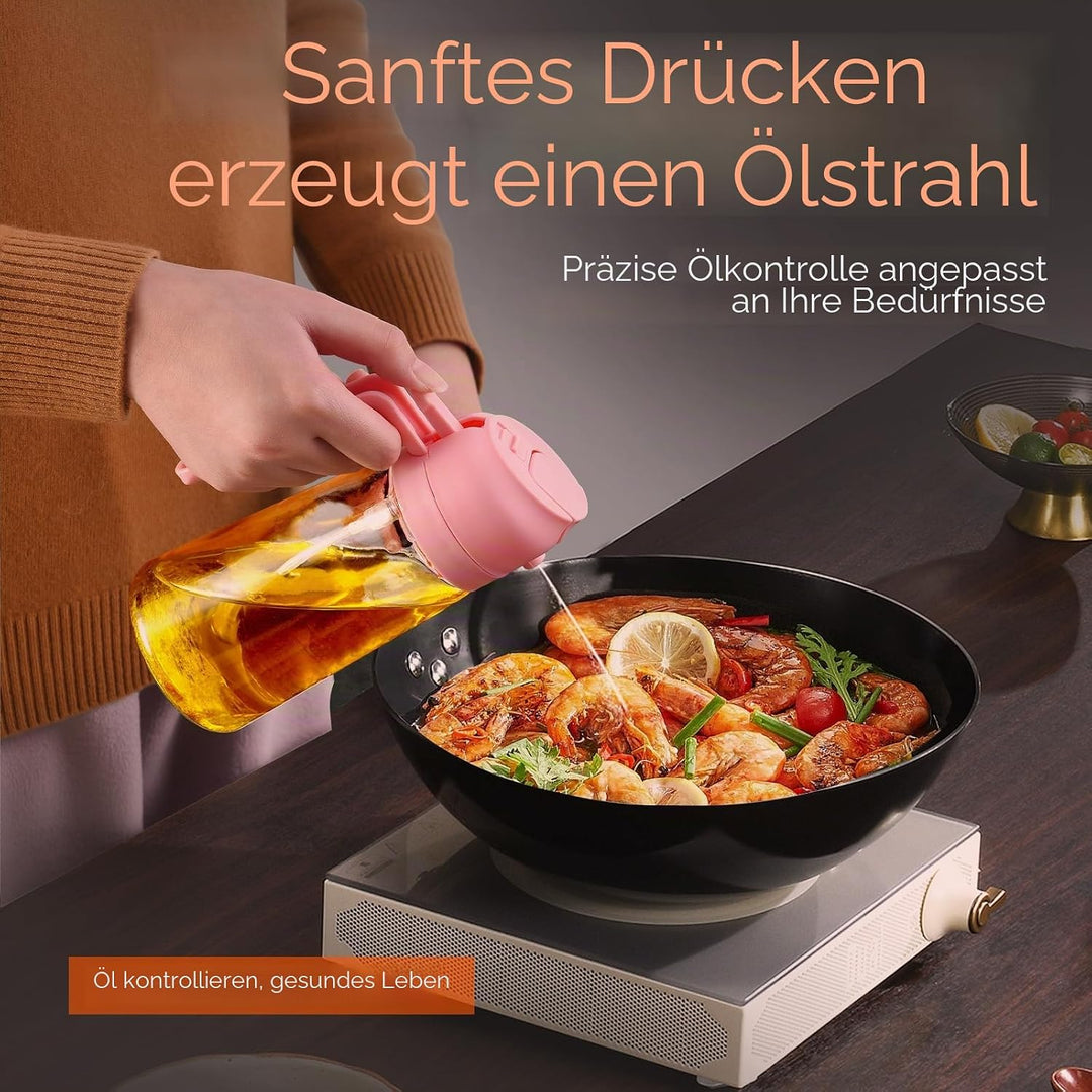 YARRAMATE 2 Stück 2 in 1 Ölsprüher für speiseöl, 470ml Öl Sprühflasche lebensmittelecht, Ölspray zum