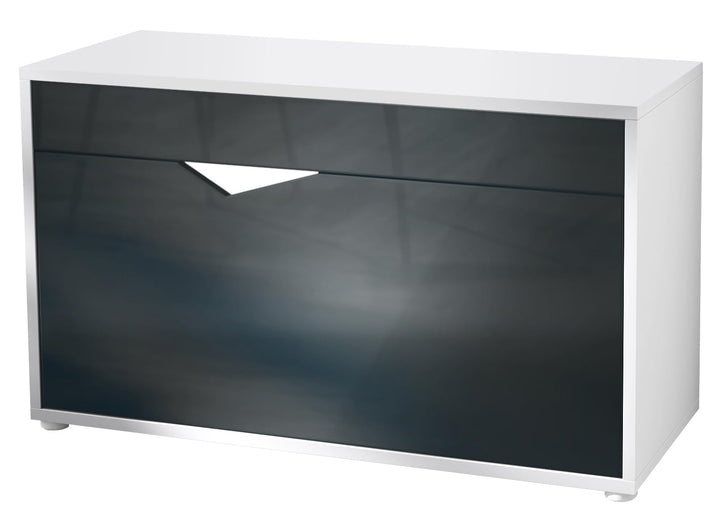 Vladon Kolmio Schuhbank, Sitzbank für 8 Paar Schuhe, Schuhregal mit Sitzfläche, Weiss matt/Schwarz H