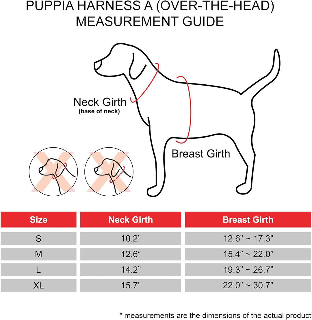 Puppia Hundegeschirr für kleine und mittelgrosse Hunde - Serval Harness A - verstellbar und komforta