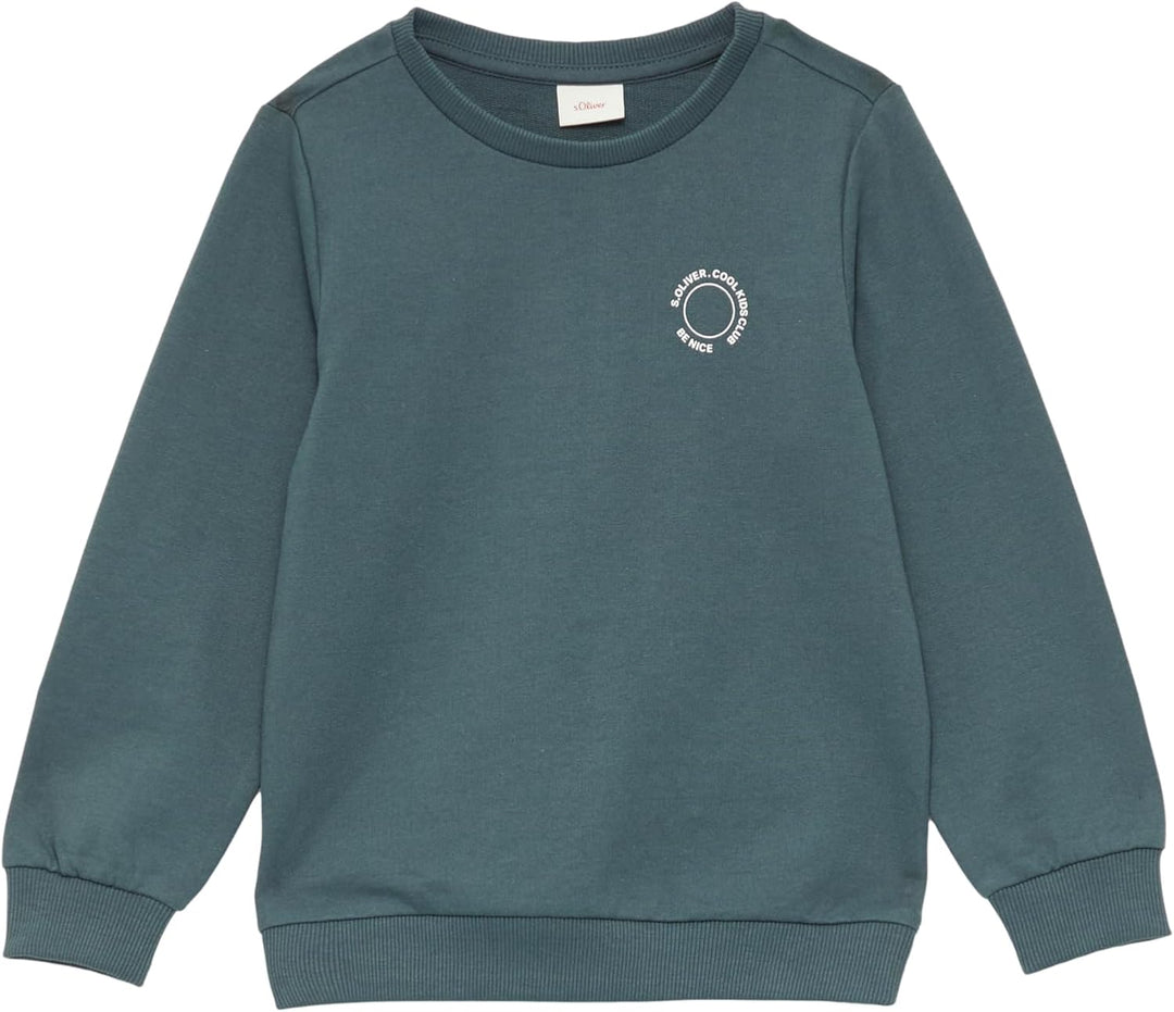s.Oliver Unisex Sweatshirt mit Rippbündchen und kleinem Print-Detail, Schiefergrau