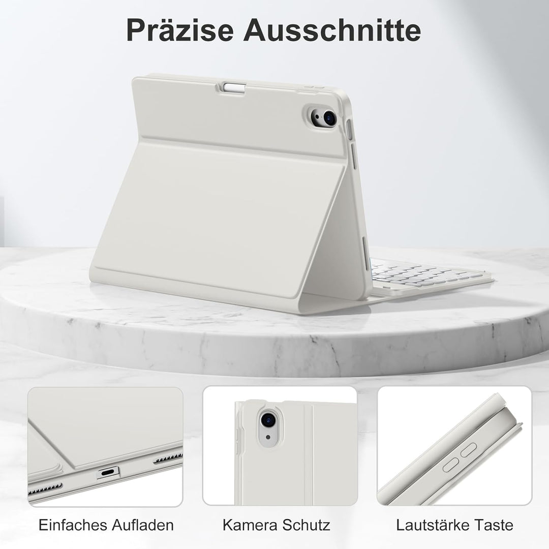 Hülle mit Tastatur für iPad A16 11 Generation 2025/10 Generation 2022(11/10.9 Zoll), Magnetische Ant