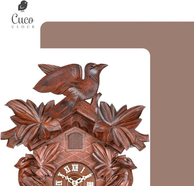 Cuco Clock Kuckucksuhr Schwarzwalduhr 'Im Blätterwald' Wanduhr aus Holz, 38 x 29 x 16cm, 8 - Tage We