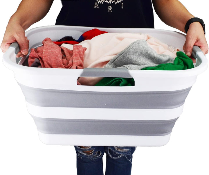 SAMMART Faltbarer Kunststoff-Wäschekorb, 29 l, zusammenklappbarer Aufbewahrungsbehälter, Organizer,