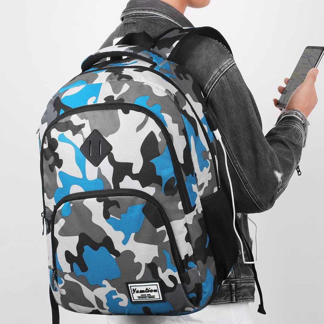 YAMTION Schule Rucksack,Rucksack Jungs Laptop Rucksack mit USB-Ladeanschluss für Herren 15,6 Zoll Zz