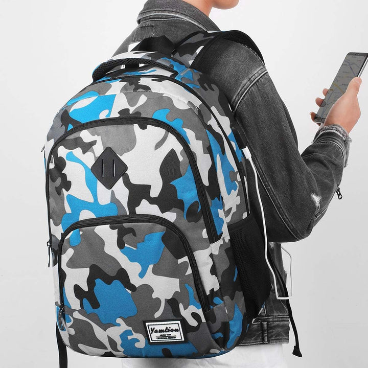 YAMTION Schule Rucksack,Rucksack Jungs Laptop Rucksack mit USB-Ladeanschluss für Herren 15,6 Zoll Zz