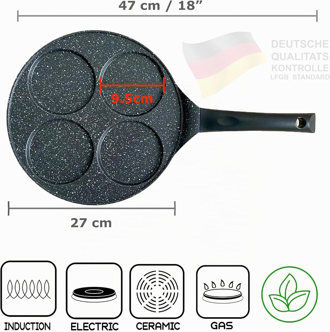 Pancake Fried Egg Pan Diameter 27 cm with Greblon Ceramics Coating Induction Ceramic Gas Electric 4