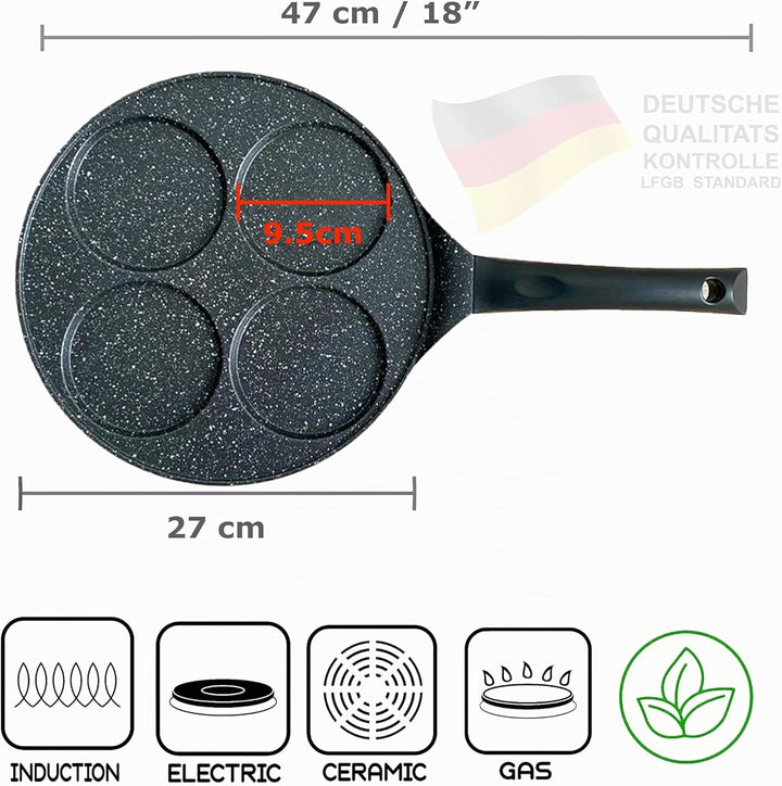 Pancake Fried Egg Pan Diameter 27 cm with Greblon Ceramics Coating Induction Ceramic Gas Electric 4