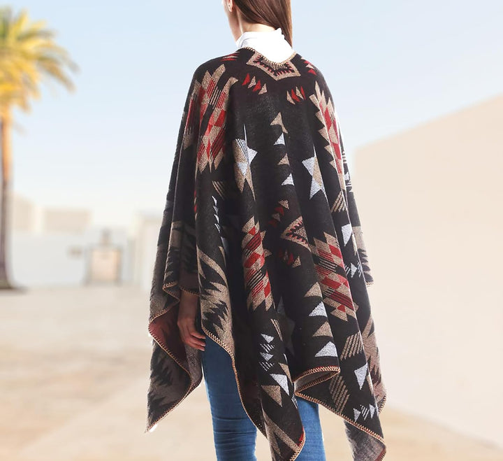 Shmily Girl Poncho Damen Strick Poncho Winter Warm Elegant Poncho Decke Poncho Cape Mantel Übergross
