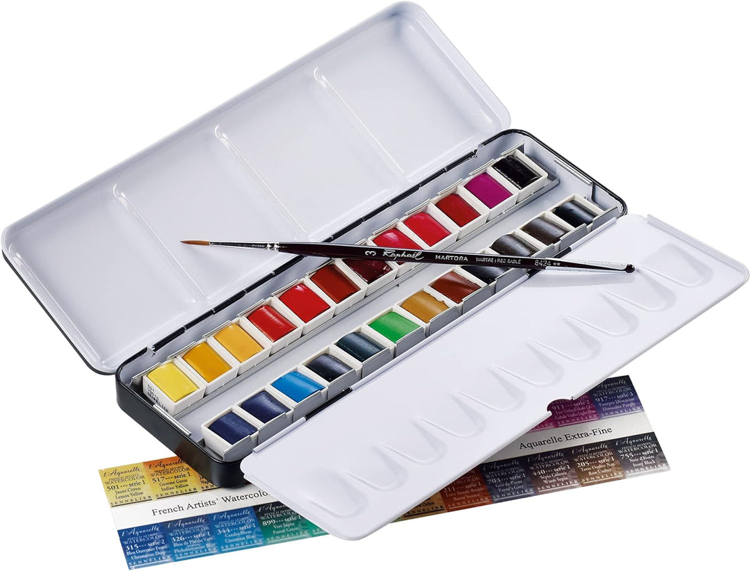 Sennelier Aquarell Zinn Metallic, 24-teilig, klassisches Set