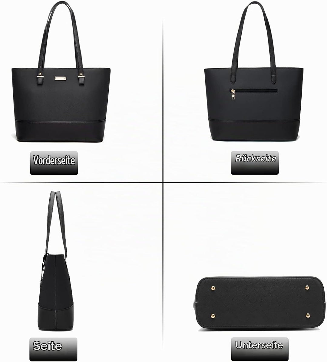 AILLOSA Handtasche Damen Gross Handtaschen Set Für Frauen Umhängetasche Taschen 2-schwarz, 2-schwarz