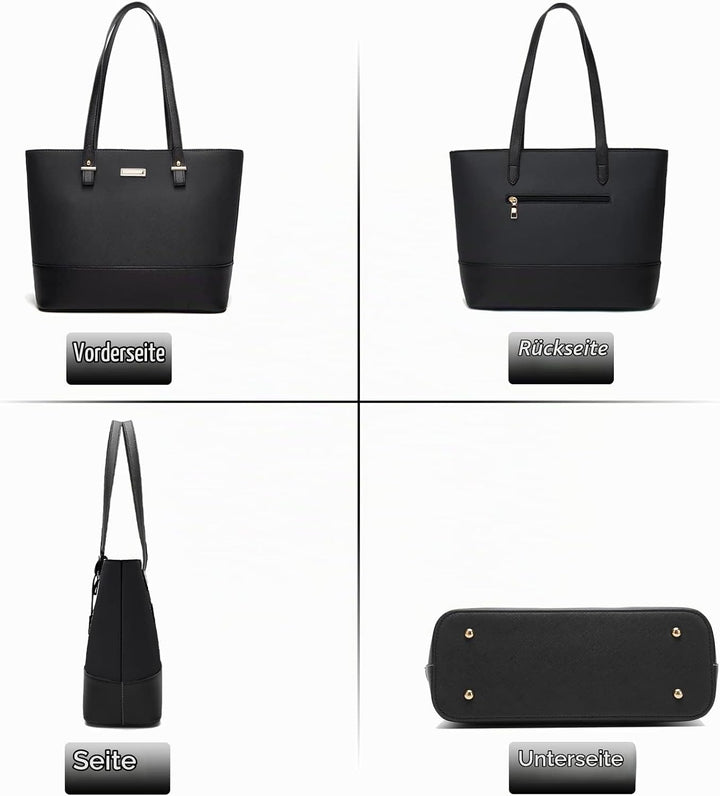 AILLOSA Handtasche Damen Gross Handtaschen Set Für Frauen Umhängetasche Taschen 2-schwarz, 2-schwarz