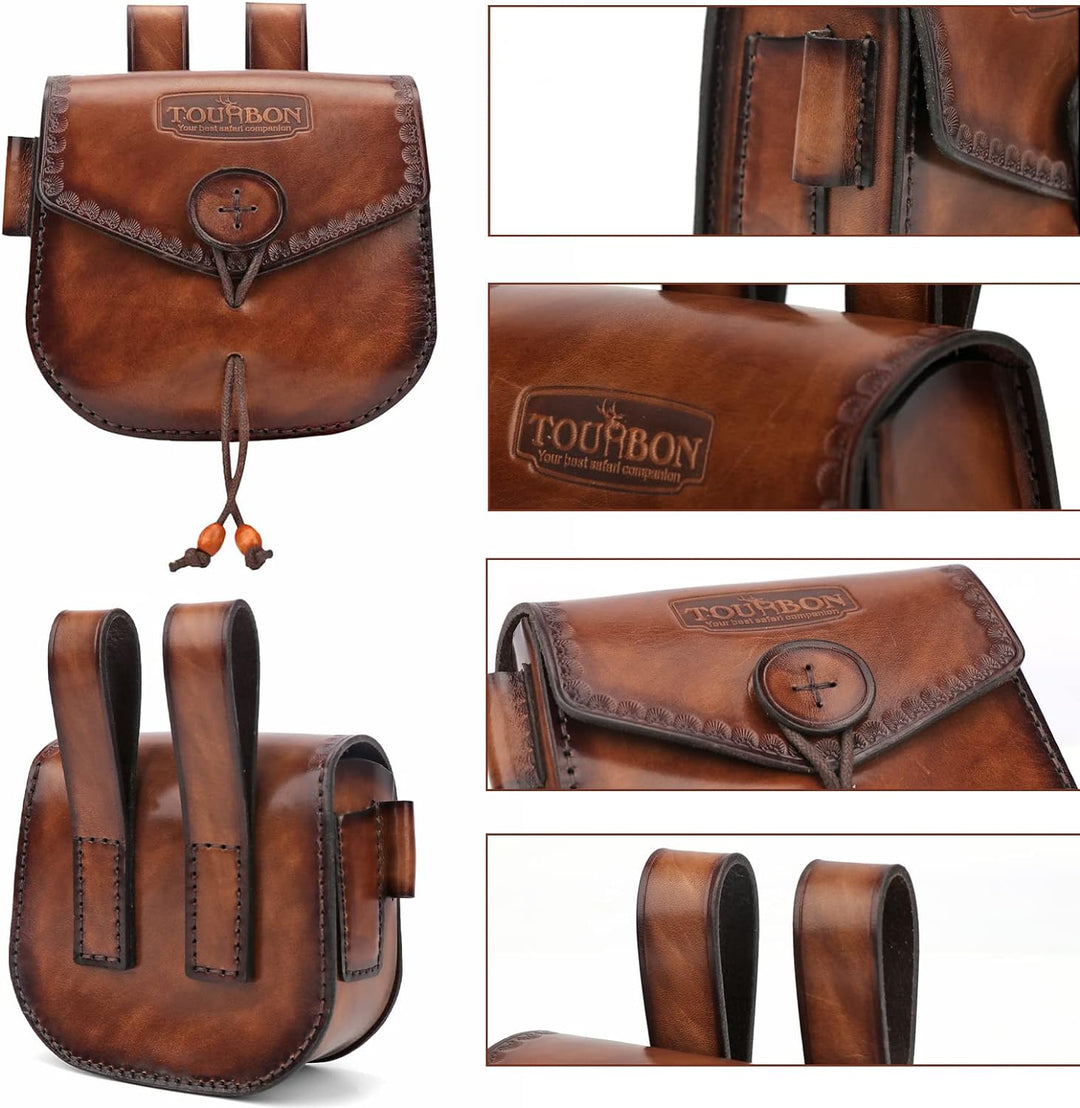 Tourbon Multitool Leder Gürteltasche EDC Feuerstarter Halter für Outdoor Camping Survival Jagd