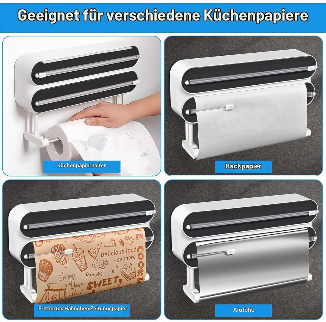 DBREAKS Wandrollenhalter Küche 3-in-1 Frischhaltefolienspender, küchenrollenhalter magnetisch, Frisc