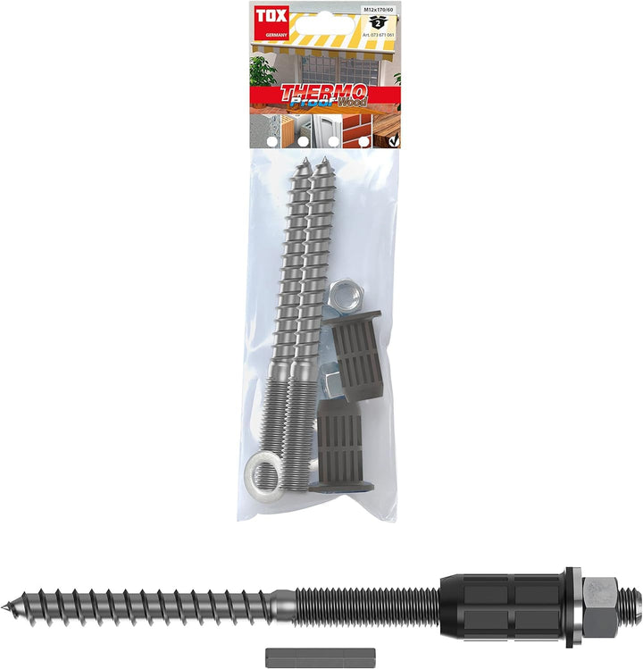 TOX 073671061 Thermo Proof Wood Schwerlast-Abstandsmontagesystem M, Silber, M12 x 170 mm M-‎M12 x 17