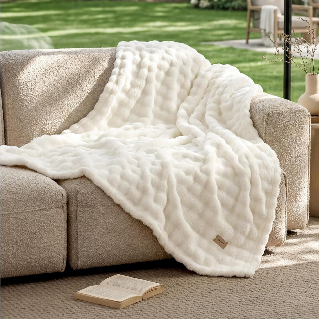 BEDSURE Kuscheldecke Flauschig Bubble Decke - Geschenke für Frauen Sofadecke, Wolldecke &amp; Fleecedeck