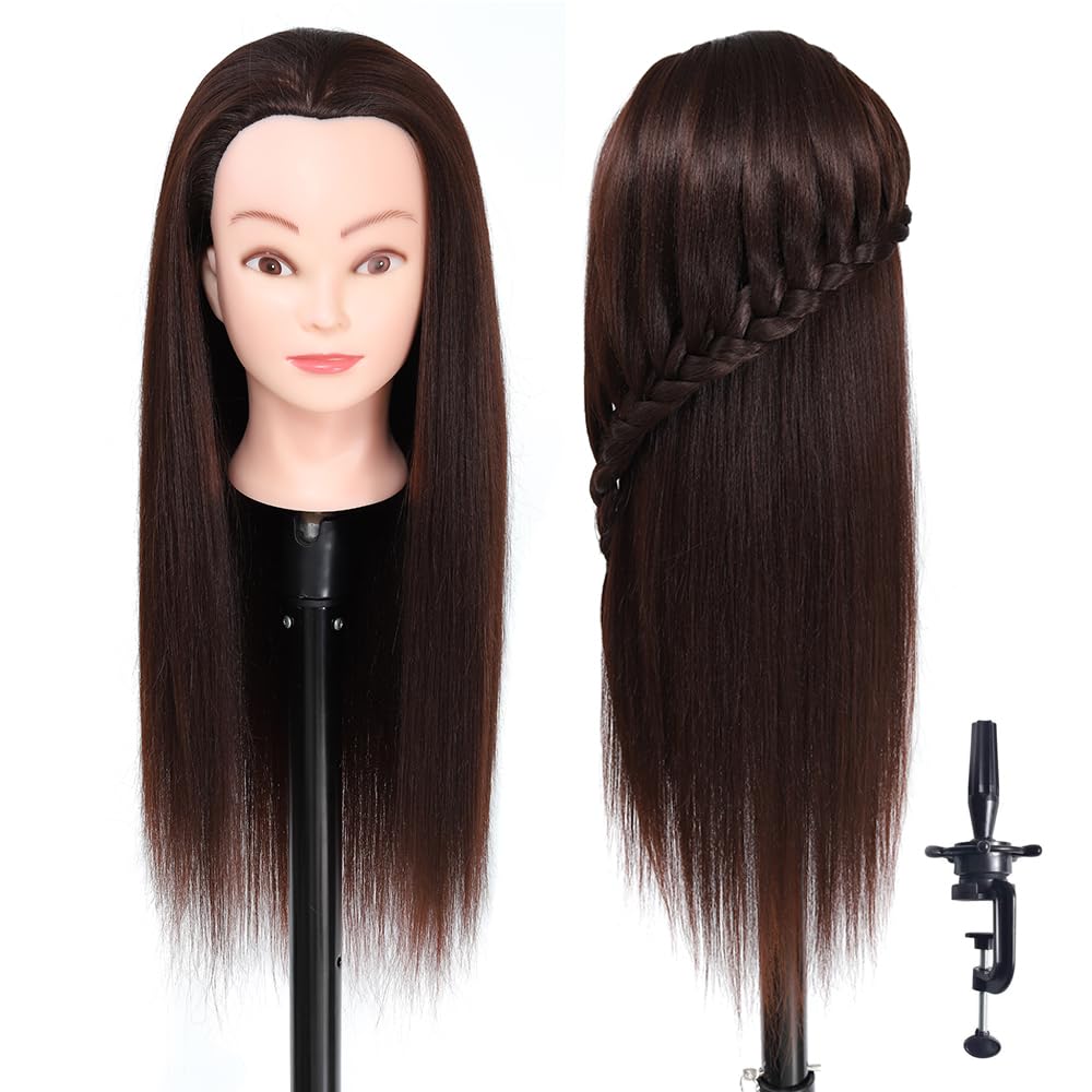 Training Kopf, 26-28" 100% synthetische Faser lange Haare Friseur Kosmetologie Schaufensterpuppe Pup