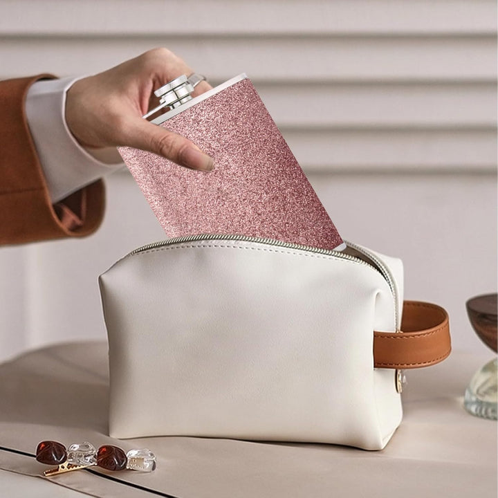 1x304 rosa 8Oz/240 ml Flachmann,Edelstahl-Flachmann für Damen,Flachmann mit Glitzer AuslaufsicherFla