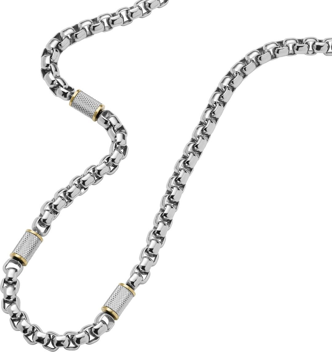 FOSSIL Mens Necklaces, Gold, Silver, Total Length: 45.72 cm mit 5.6 cm
