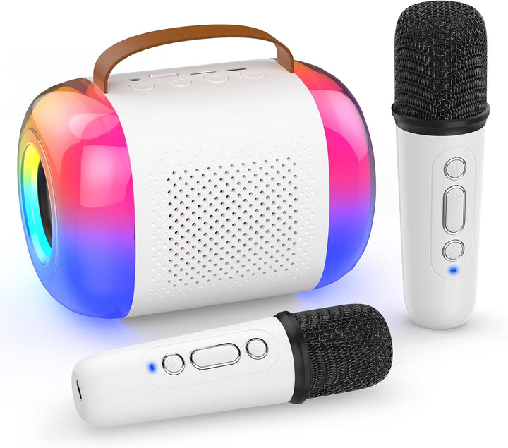 Karaoke Maschine mit 2 Mikrofonen, Tragbare Kabellose mini Karaoke Maschine füR Kinder und Erwachsen